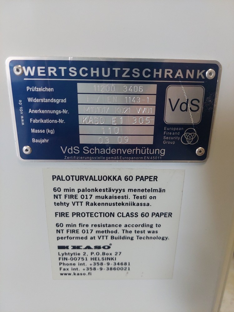 Kaso E1 305 paloturvakaappi 60 min - Image 3
