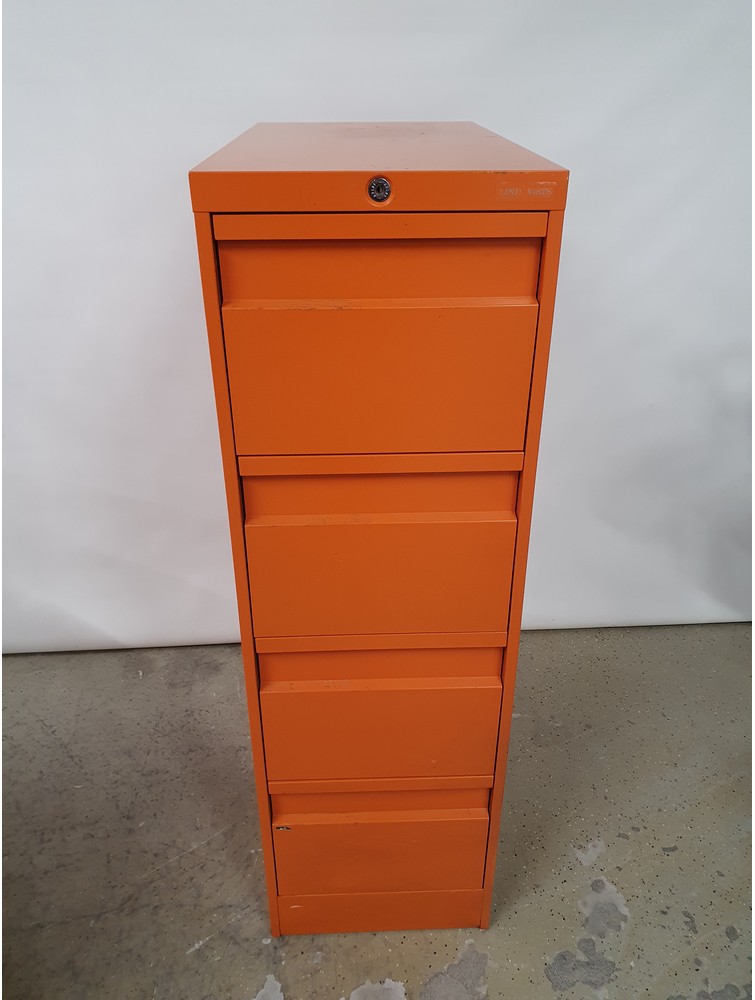 Metallinen arkistolaatikosto oranssi 4-laatikkoa