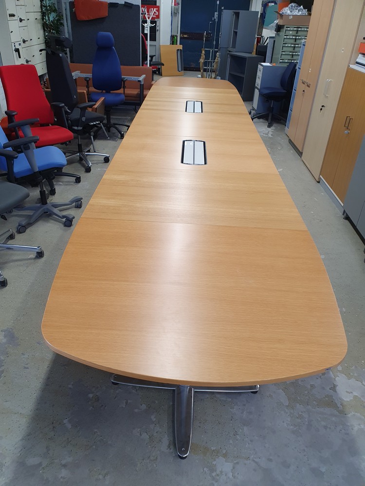 Kinnarps 7-osainen neuvottelupöytä 18-hlö 600x120 cm tammi #2 - Image 3